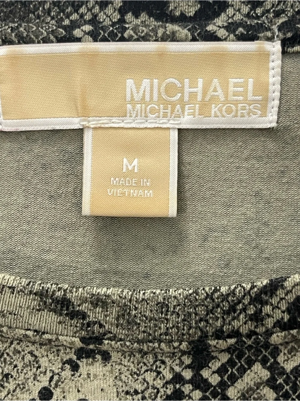 Michael Kors Top Women’s Medium Animal Print Top with MK Rhinestone Logo